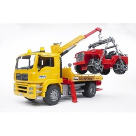 Bruder camion de tractare MAN TGA si vehicul de teren